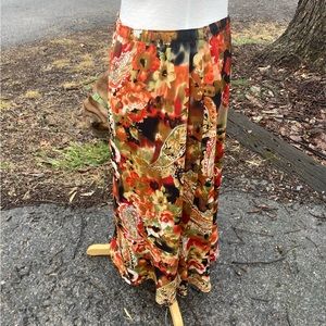 SOUTHERN LADY VINTAGE ABSTRACT FLORAL      A LINE MAXI SKIRT WOMENS 10